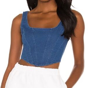 Superdown Denim Crop Top